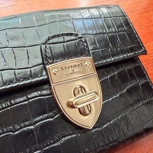 Aspinal of London Crocodile Embossed Patent Leather Coin Purse AUTHENTICATED